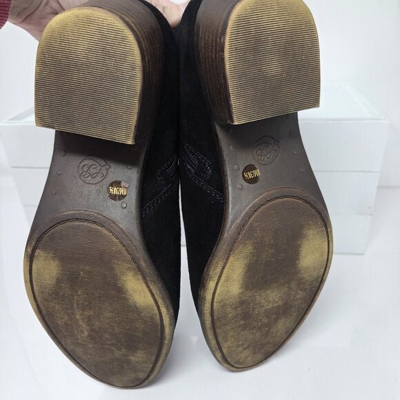 Lucky Brand Benna Booties Women's 8 Black Suede Boho Studded Zip Ankle Boots - Picture 9 of 9